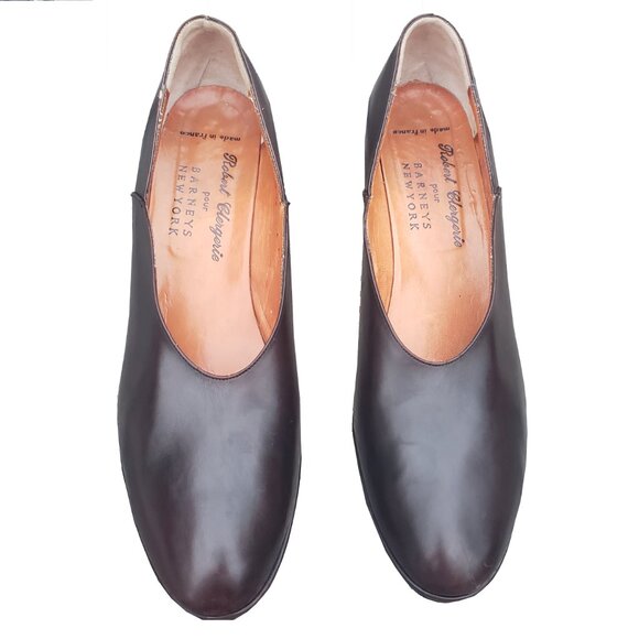 Robert Clergerie x Barneys Pumps Brown Leather Round Toe Block Heel 8.5 - Picture 3 of 12